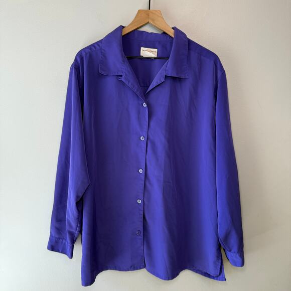 Jaclyn Smith Plus Women's Long Sleeve Button Blouse Purple Size 24W - Picture 1 of 8